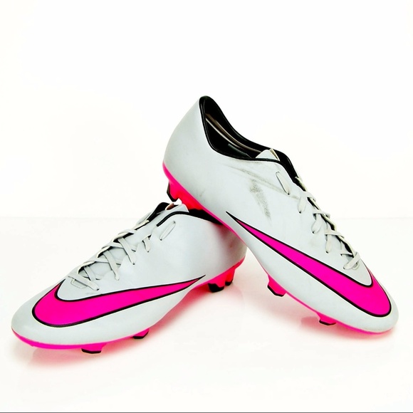 pink and grey soccer cleats